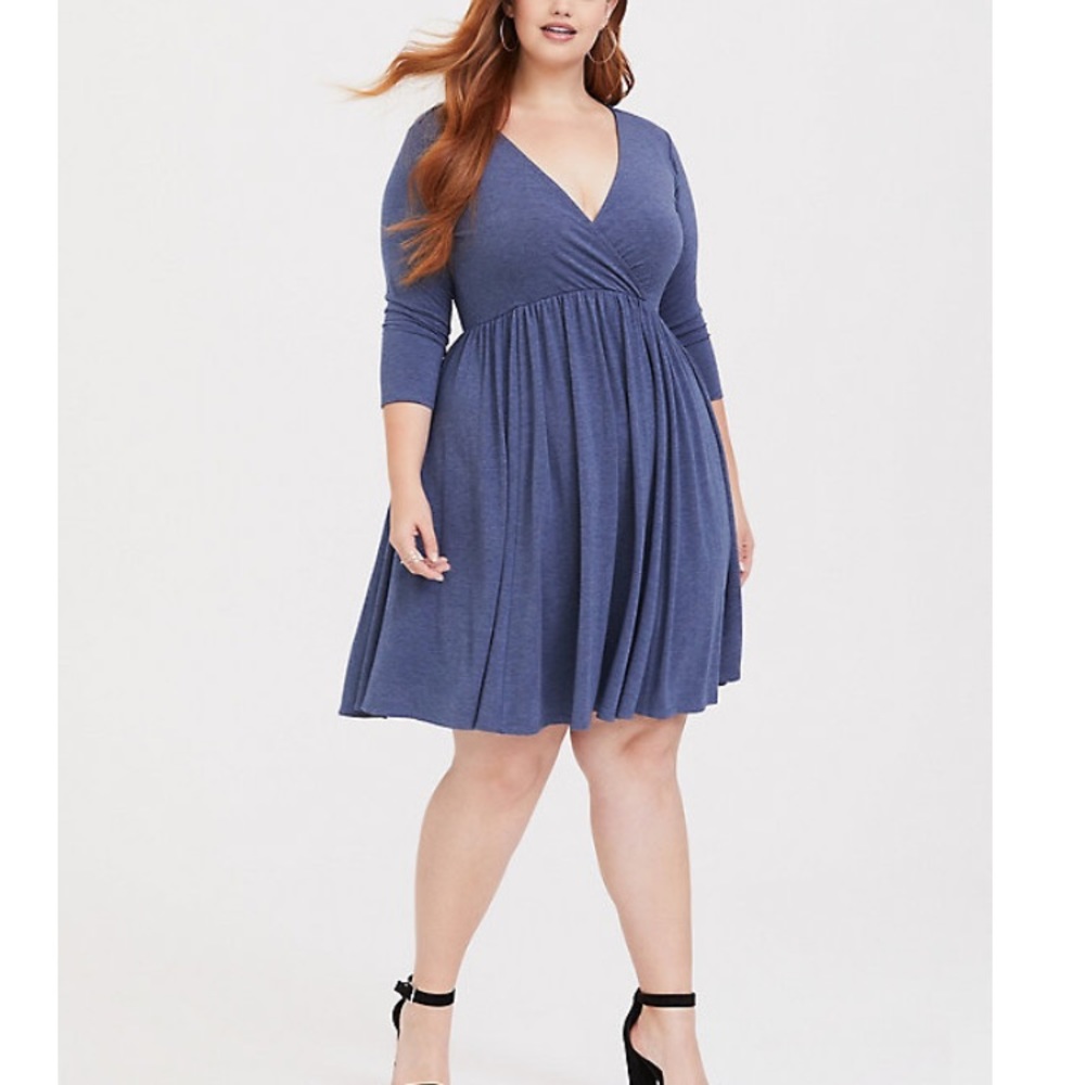 Blue/grey soft knit midi dress